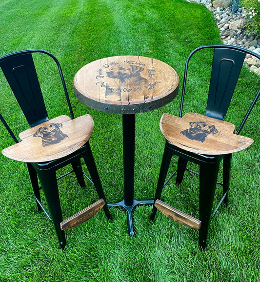 Barrel table Pub style with chairs