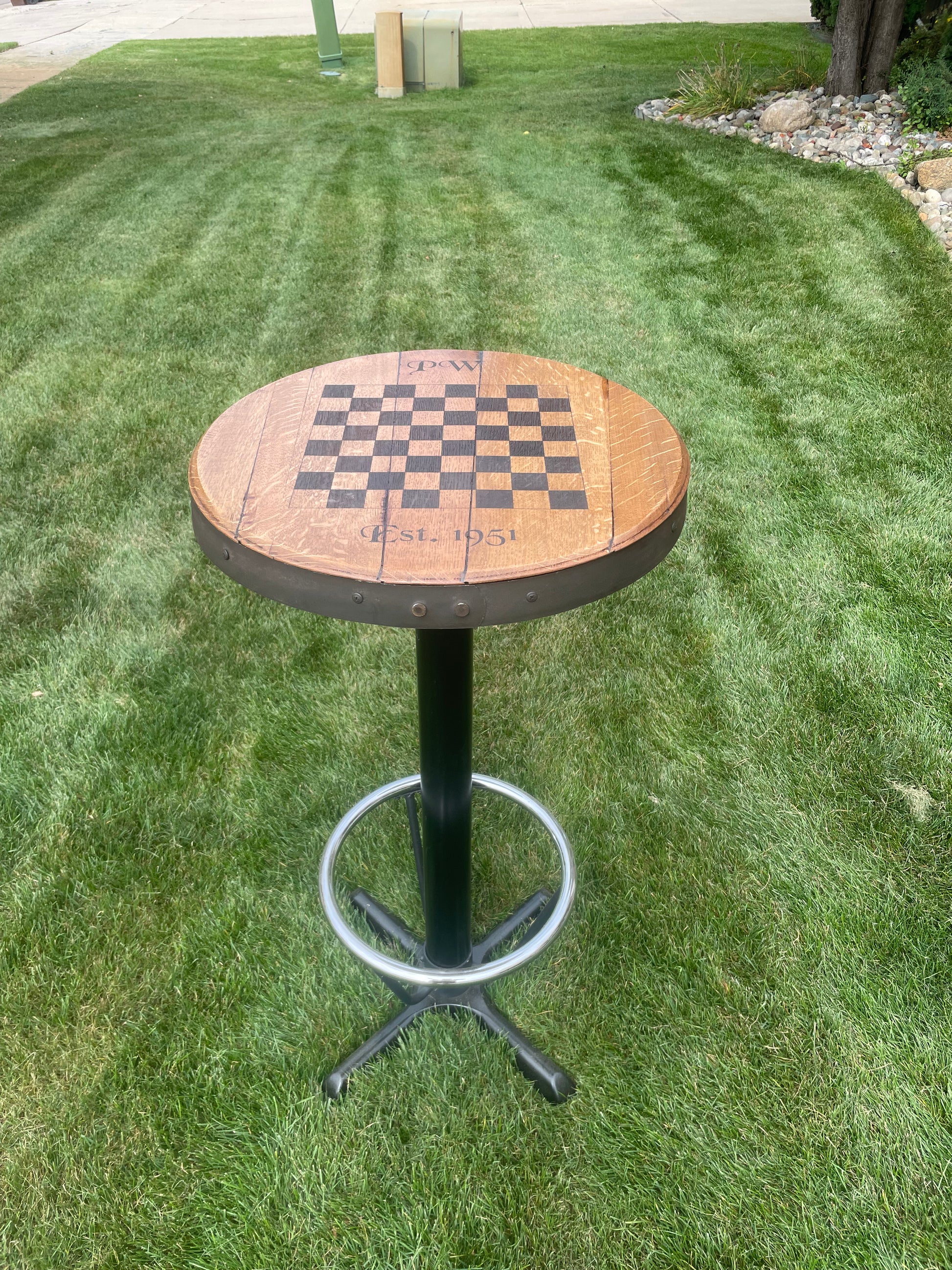 Pub style barrel table with Footrest