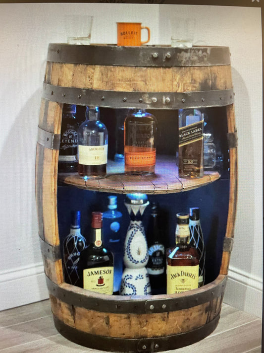 Whiskey Barrel Liquor Cabinet